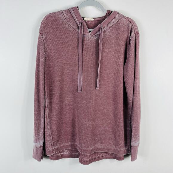 Jane & Delancey Size Medium Waffle Knit Hooded Sweatshirt Top Cotton Blend - Picture 1 of 5